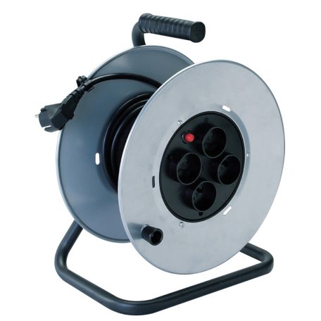 Tracon 4×SCHUKO, 50m, 250V AC, 16A, 3×1,5mm2, H05VV-F, IP20 KD-4/50-B Kábeldobos hosszabbító, fémvázzal 5997374111942