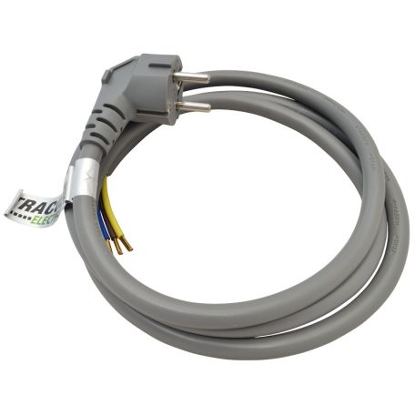 Tracon 3x2.5mm2, 1,5m, 16A,250VAC,H05VV-F,3680W(DUAL Schuko/French) DVK3X2,5-1,5 Csatlakozódugó kábellel, szürke 5997374201681