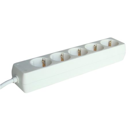 Tracon 5×SCHUKO, 5m, max.16A, 250VAC, 3680W, 3x1,5mm2, H05VV-F H5-5M Hordozható elosztósáv, normál, fehér 5997374108065