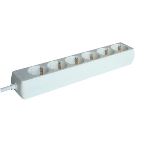 Tracon 6×SCHUKO, 1,5m, max.16A, 250VAC, 3680W, 3x1,0mm2, H05VV-F H6 Hordozható elosztósáv, normál, fehér 5997374107600