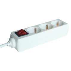   Tracon 3×SCHUKO, 3m, max.16A, 250VAC, 3680W, 3x1,5mm2, H05VV-F HK3-3M Hordozható elosztósáv kapcsolóval, normál, fehér 5997374119306