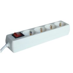   Tracon 4×SCHUKO, 5m, max.16A, 250VAC, 3680W, 3x1,5mm2, H05VV-F HK4-5M Hordozható elosztósáv kapcsolóval, normál, fehér 5997374107549