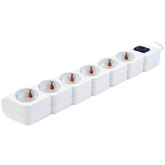   Tracon 6×SCHUKO, 1,4m, max.16A, 250VAC, 3680W, 3x1mm2, H05VV-F HKD-6 Hordozható elosztósáv kapcsolóval, fehér 5997374215534