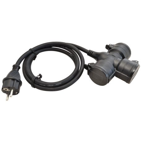 Tracon 250 VAC, 16 A, 3XSCHUKO, max. 3680 W, IP44, 1,5m KE3 Hordozható 3-as csatlakozóaljzat gumikábellel 5997374211895