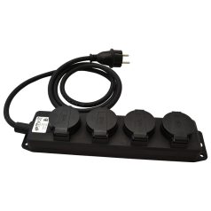   Tracon 16A/250VAC, IP44, H07RN-F, 3G1.5, 3m, 4×SCHUKO KE4-3M Kültéri elosztósáv, fekete 5997374202503