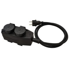  Tracon 16A/250VAC, IP44, H07RN-F, 3G1.5, 5m, 4×SCHUKO KE4-5M Kültéri elosztósáv, fekete 5997374202510