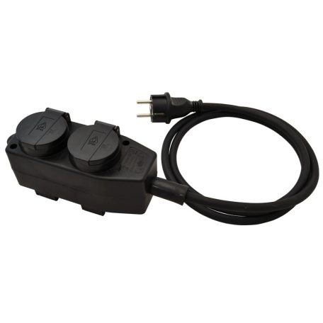 Tracon 16A/250VAC, IP44, H07RN-F, 3G1.5, 5m, 4×SCHUKO KE4-5M Kültéri elosztósáv, fekete 5997374202510