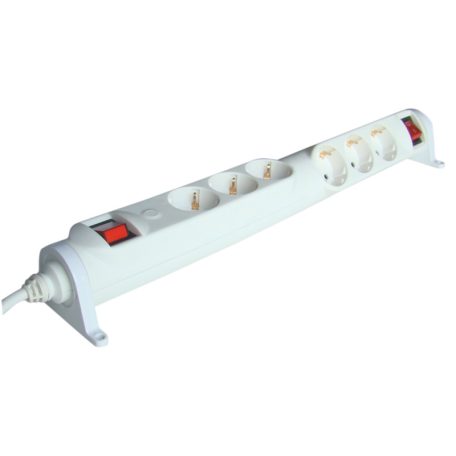 Tracon 2×3×SCHUKO, 3m, max.16A, 250VAC, 3680W, 3x1,5mm2, H05VV-F HRRK3/3 Forgatható-rögzíthető elosztósáv, kapcsolós 5997374169844