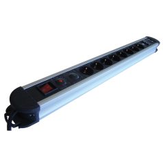   Tracon 8×SCHUKO, 3m, max.16A, 250V, 3680W, H05VV-F HKTM8-3M-KT-ALU ALU 8-as elosztó kapcsoló+túlfesz+túláram+koax+tel védelem 5997374176217