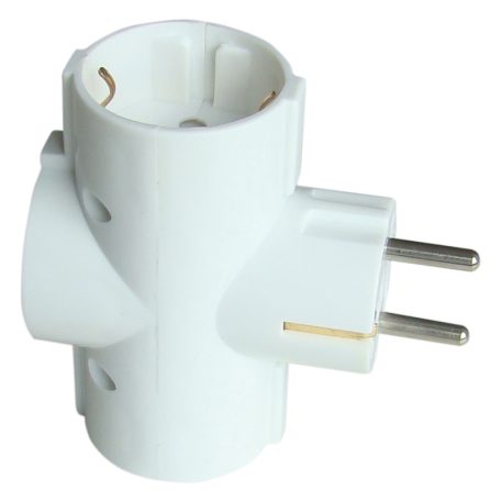 Tracon 3×SCHUKO, max.16A, 250V TDUGO9 Többférőhelyes átalakító csatlakozó, 90°, fehér 5997374119344