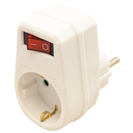 Tracon 1×SCHUKO, 250 VAC, 16 A, max. 3680 W KACS1 Csatlakozóaljzat adapter kapcsolóval, fehér 5997374211956