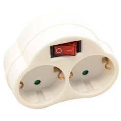   Tracon 2×SCHUKO, 250 VAC, 16 A, max. 3680 W KACS2 Csatlakozóaljzat adapter kapcsolóval, fehér 5997374211963