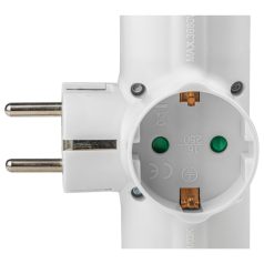   Tracon 3×SCHUKO, 250 VAC, 16 A, max. 3680 W KACS3 Csatlakozóaljzat adapter kapcsolóval, fehér 5997374105644