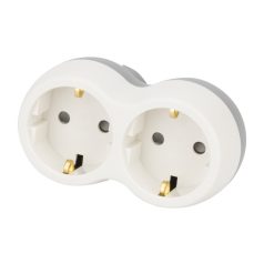   Tracon 2×SCHUKO, max.16A, 230VAC, 3680W, PP TND2 Többférőhelyes átalakító csatlakozó, szürke + fehér 5997374220132