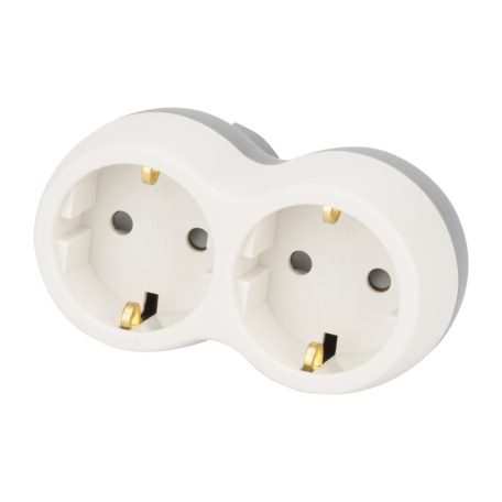 Tracon 2×SCHUKO, max.16A, 230VAC, 3680W, PP TND2 Többférőhelyes átalakító csatlakozó, szürke + fehér 5997374220132