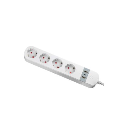 Tracon 4xSCHUKO, 2USBA, 1USBC, 240V, 16A, 3x1,5mm2, 1,5m HSM4-2A1C-2M Okos többférőhelyes elosztósáv 5997374165679