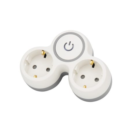 Tracon 2×SCHUKO, max.16A, 230VAC, 3680W, PP TND2-K Többférőhelyes, kapcsolós átalakító csatlakozó, szürke+fehér 5997374220149