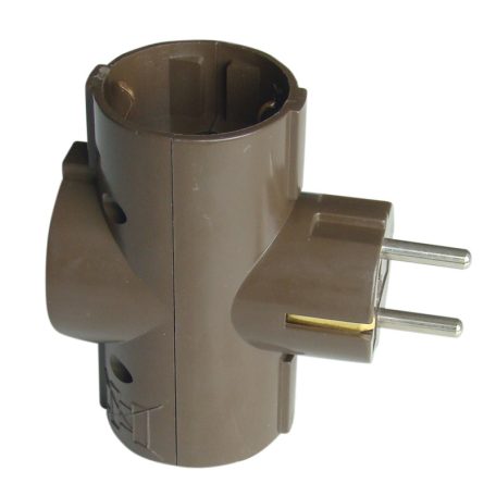 Tracon 3×SCHUKO, max.16A, 250V TDUGO9-BARN Többférőhelyes átalakító csatlakozó, 90°, barna 5997374123082