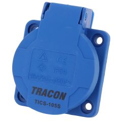   Tracon 16A, 250V, 2P+E, IP54 (SCHUKO) TICS-105S Beépíthető csatlakozóaljzat, oldalsó védőérintkezővel, kerek 5997374139243