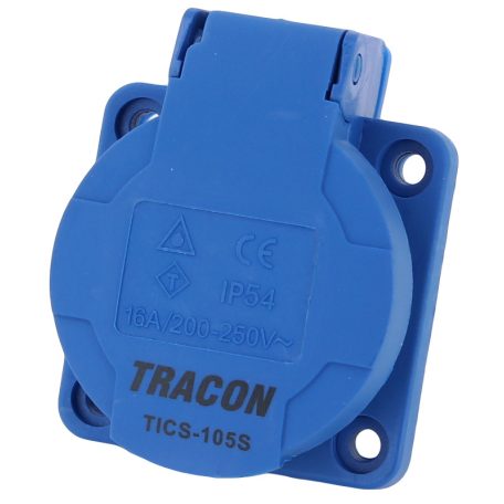 Tracon 16A, 250V, 2P+E, IP54 (SCHUKO) TICS-105S Beépíthető csatlakozóaljzat, oldalsó védőérintkezővel, kerek 5997374139243