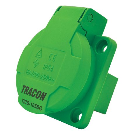 Tracon 16A, 250V, 2P+E, IP54 (SCHUKO) TICS-105SG Beépíthető csatlakozóaljzat, oldalsó védőérintkezővel, kerek 5997374228411
