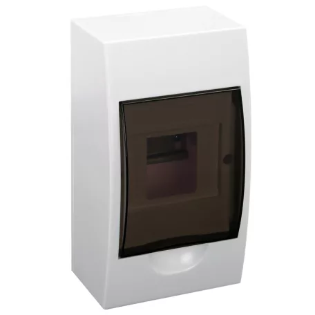 Tracon 1×4 modul, IP40, (H×W×D=200×112×92mm) EDFK-4/1 Falon kívüli elosztódoboz, füstszínű ajtóval, N/PE sínnel 5997374117166