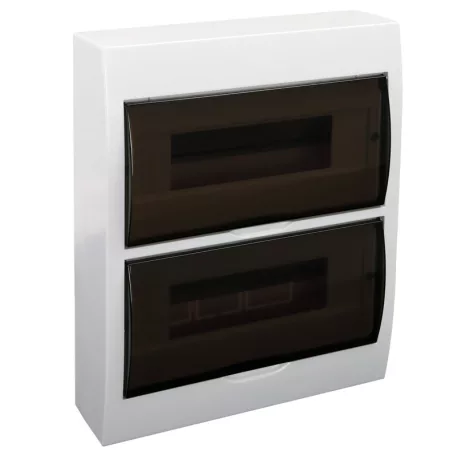 Tracon 2×12 (24) modul, IP40, (H×W×D=325×270×98mm) EDFK-12/2 Falon kívüli elosztódoboz, füstszínű ajtóval, N/PE sínnel 5997374117197