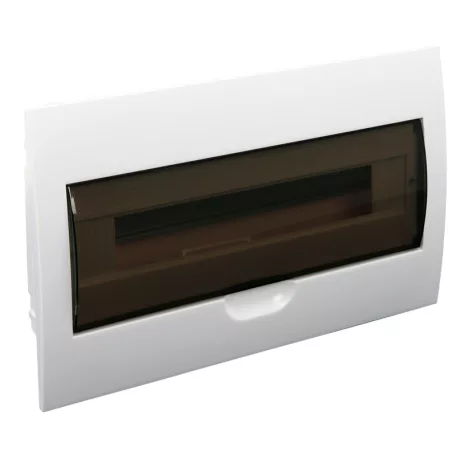Tracon 1×18 modul, IP40, (H×W×D=216×363×76mm) EDS-18/1 Süllyesztett elosztódoboz, füstszínű ajtóval, N/PE sínnel 5997374128209