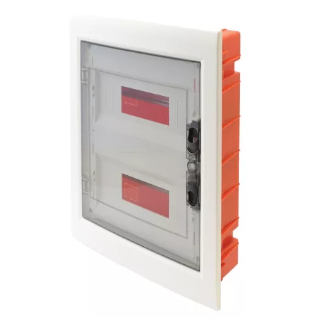 Tracon 2×12 (24) modul, IP40, (H×W×D=395×305×85mm) EDSS-12/2 Süllyesztett elosztódoboz, füstszínű-sík ajtóval, NPE nélkül 5997374182638