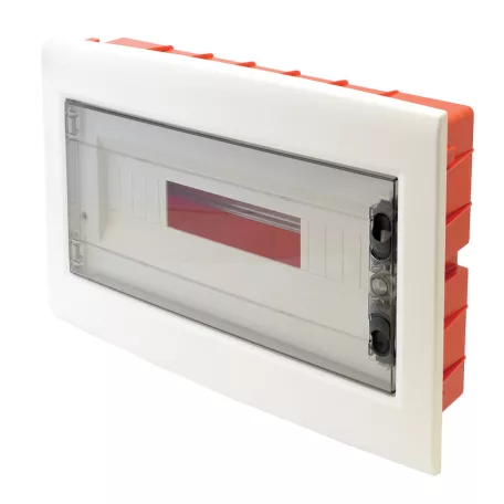 Tracon 1×18 (18) modul, IP40, (H×W×D=270×440×85 mm) EDSS-18/1 Süllyesztett elosztódoboz, füstszínű-sík ajtóval, NPE nélkül 5997374205443