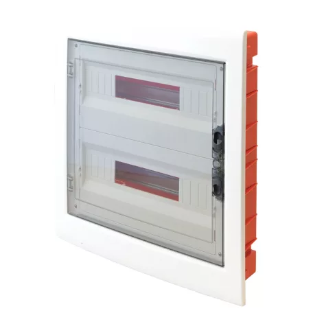 Tracon 2×18 (36) modul, IP40, (H×W×D=480×440×90mm) EDSS-18/2 Süllyesztett elosztódoboz, füstszínű-sík ajtóval, NPE nélkül 5997374205467