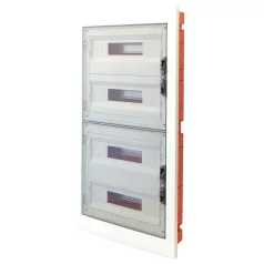   Tracon 4×18 (72) modul, IP40, (H×W×D=860×440×95mm) EDSS-18/4 Süllyesztett elosztódoboz, füstszínű-sík ajtóval, NPE nélkül 5997374205504