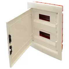   Tracon 2×12 (24) modul, IP40, (H×W×D=395×305×85mm) EDSSN-12/2 Süllyesztett elosztódoboz, fehér-sík ajtóval, NPE nélkül 5997374182652