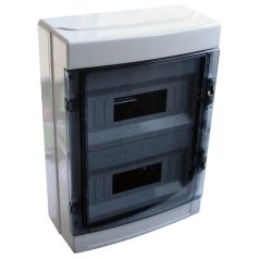   Tracon 2×12 mod, H×W×D=415×300×140mm, IP65, 660V AC, 1000 V DC EDFKIP65-12/2 Falon kívüli elosztódoboz, átlátszó ajtóval, N/PE sínnel 5997374177689