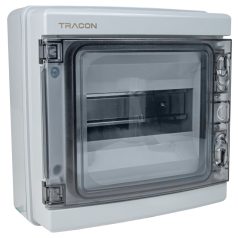  Tracon 1×8 mod, H×W×D=209×215×98mm, IP65, 1000 VAC, 1500 VDC EDFKIP65N81 Falon kívüli elosztódoboz, átlátszó ajtóval, N/PE sínnel 5997374179652
