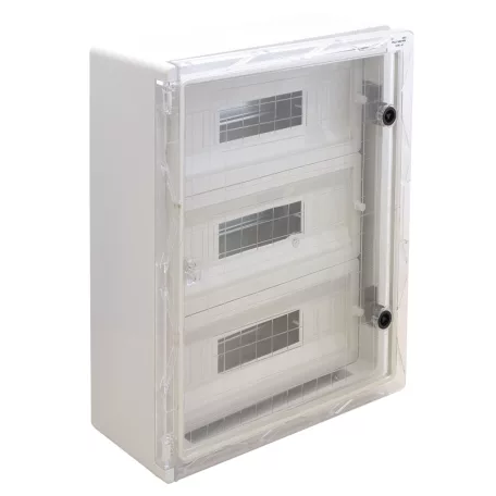 Tracon 3x17 mod, HxWxD=500x400x175mm, IP65, IK10, 1000V AC/DC TME504018MT Műanyag elosztószekrény maszkos átlátszó ajtóval 5997374183833