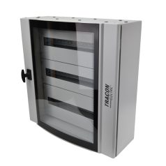   Tracon 600×600×200mm / 72M (3×24 mod) TGE606020 Ívelt biztonsági üvegajtós fémelosztószekrény 5997374217293
