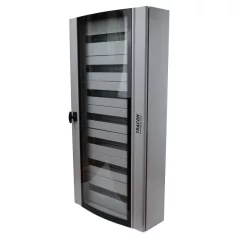   Tracon 600×1200×250 / 168M (24×7 rows) TGE6012025 Ívelt biztonsági üvegajtós fémelosztószekrény 5997374223898