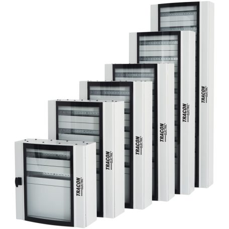 Tracon 600×1800×250 / 264M (24×11 rows) TGE6018025 Ívelt biztonsági üvegajtós fémelosztószekrény 5997374223911