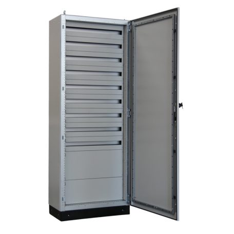 Tracon W×L×H=800×2100×400/324M (9×36) + szer.lap 1×150, 1×200, IP54 TGEFM8021040M Moduláris (sorolható)fém elosztószekrény DIN-Rail modulokkal 5997374228404
