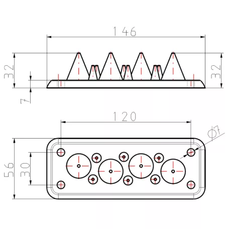 Tracon 134x48mm; IP54 EKBV-01 Elosztószekrény kábelbevezető, gumi, 4db kábelhez 5997374187398