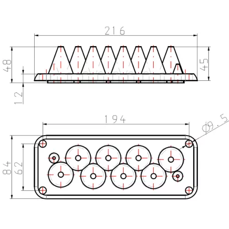 Tracon 216x84mm; IP55 EKBV-02 Elosztószekrény kábelbevezető, gumi, 10db kábelhez 5997374187404