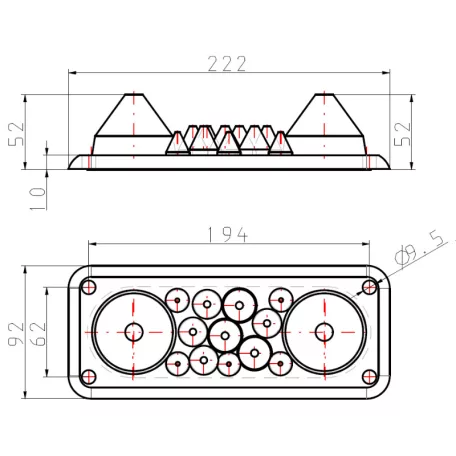 Tracon 222x92mm; IP55 EKBV-03 Elosztószekrény kábelbevezető, gumi, 14db kábelhez 5997374187411