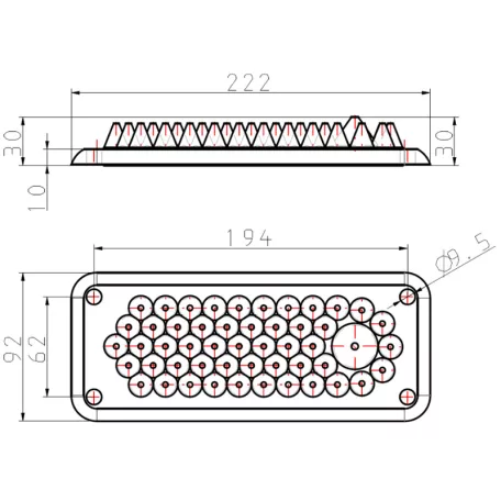 Tracon 222x92mm; IP55 EKBV-05 Elosztószekrény kábelbevezető, gumi, 51db kábelhez 5997374187435