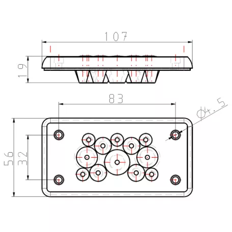 Tracon 107×56×19mm, IP65 EKBV-10 Elosztószekrény kábelbevezető,gumi, 12db kábelhez 5997374216821