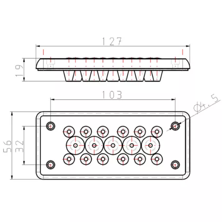 Tracon 127×56×19mm, IP65 EKBV-16 Elosztószekrény kábelbevezető,gumi, 17db kábelhez 5997374216838