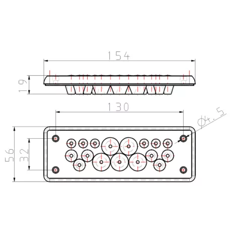 Tracon 153×56×19mm, IP65 EKBV-24 Elosztószekrény kábelbevezető,gumi, 17db kábelhez 5997374216845