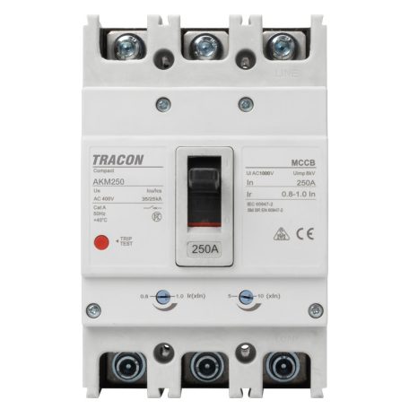 Tracon 3P,180A,Ir=(0,8-1,0)In,400/415V, 50/60Hz, Icu=36kA, Ics=25kA AKM2-180 Kompakt megszakító 5997374221474