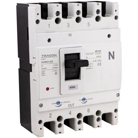 Tracon 4P,400A,Ir=(0,8-1,0)In,400/415V, 50/60Hz, Icu=50kA, Ics=35kA AKMN3-400 Kompakt megszakító 5997374234450