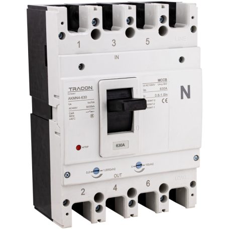 Tracon 4P,630A,Ir=(0,8-1,0)In,400/415V, 50/60Hz, Icu=50kA, Ics=35kA AKMN4-630 Kompakt megszakító 5997374234467